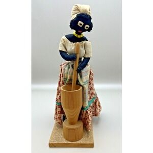 8.5" Vintage‎ Handmade Doll From Brazil 1950's Bonecas Tipicas Felt Cloth Lady